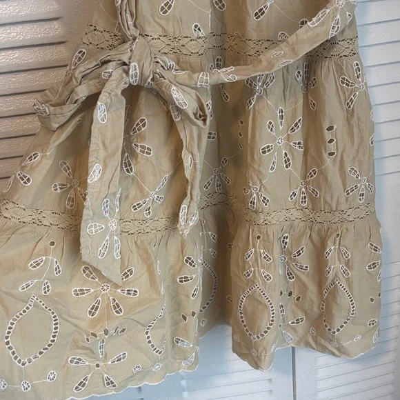 Ralph Lauren Tan Embroidered Midi Dress - Picture 8 of 12